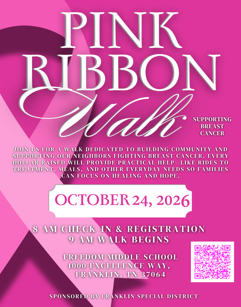pink ribbon walk supporting breast cancer revised